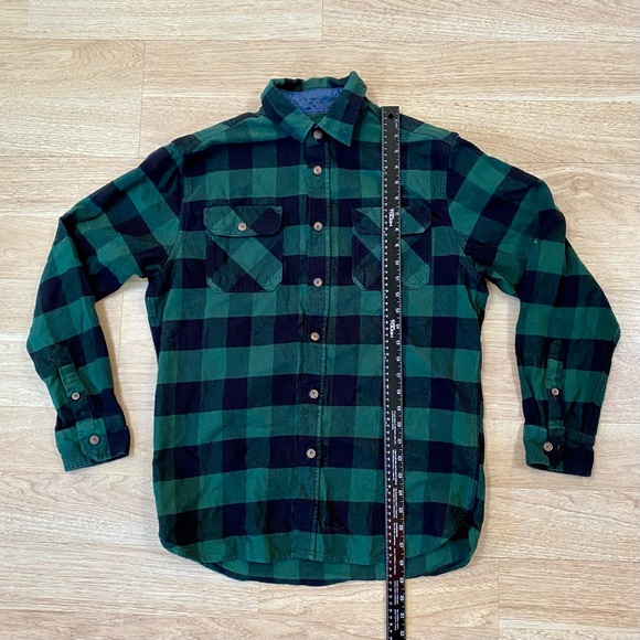 Jacks MFG Heritage Flannel Shirt Men’s Medium Green Black Plaid Cotton Button Up - Picture 4 of 8